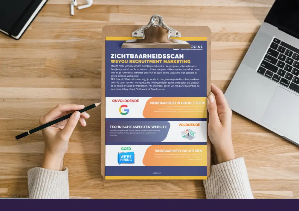 Medewerker van WeYou houdt de Zichtbaarheidsscan vast